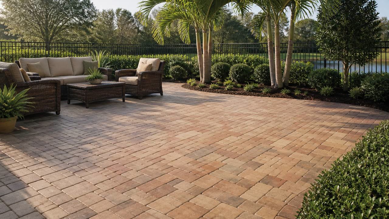 Finished sealed paver patio at a Florida home